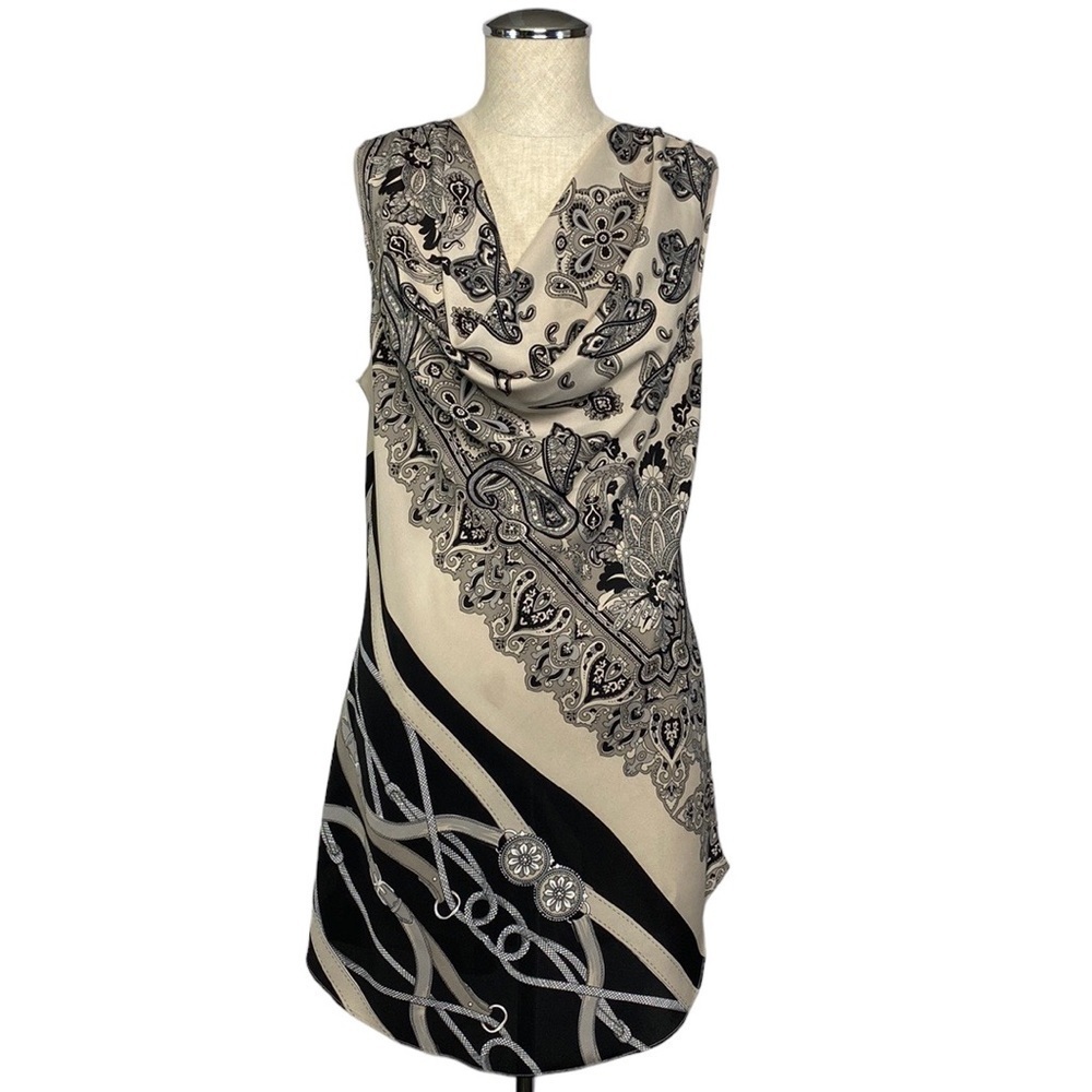 Soft Surroundings Scarf Print Cowl Neck Tunic Blouse